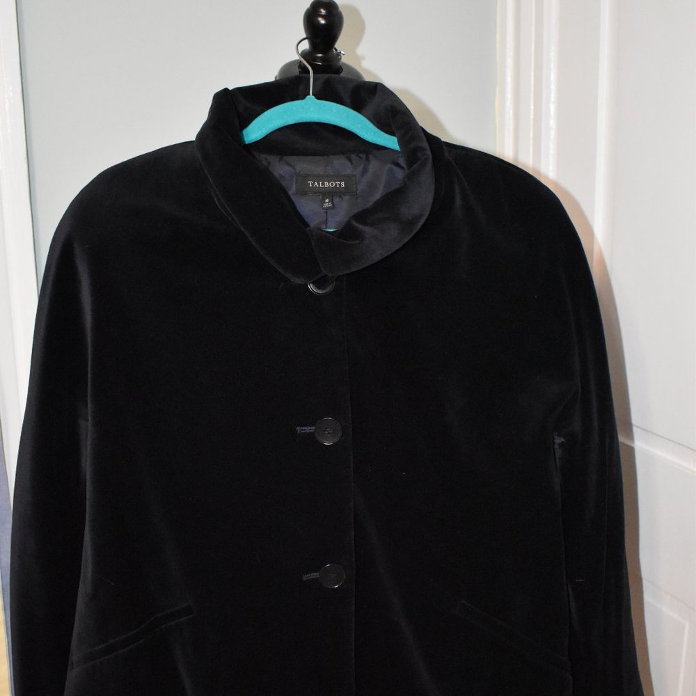 Navy velvet shawl color box jacket